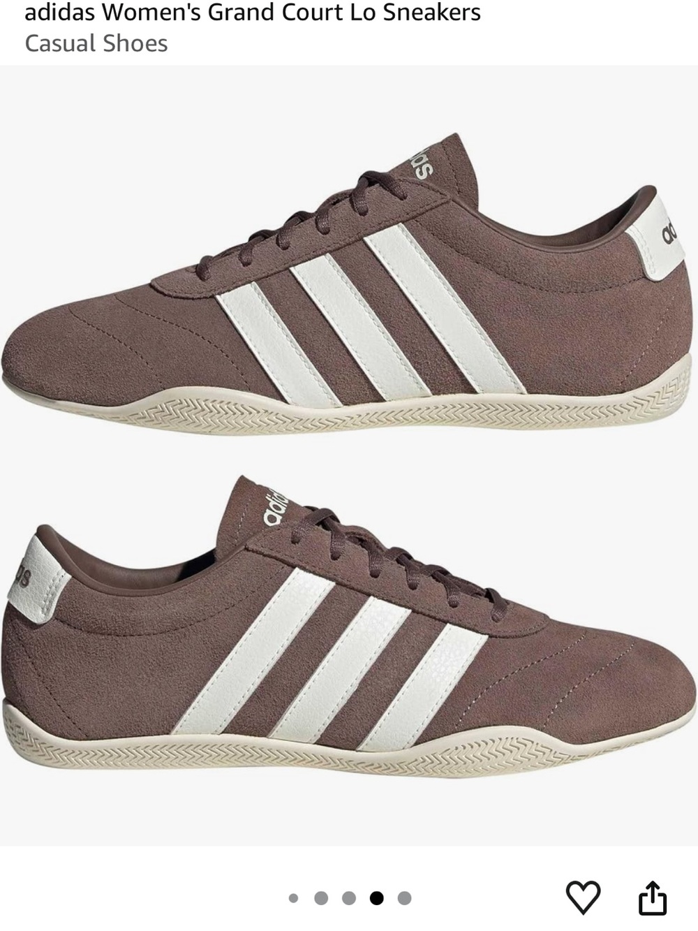adidas Brown Suede Grand Court Lo Sneakers with Applied Suede Protector